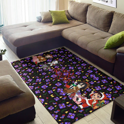 Demon Slayer Anime Area Rug - Merry Christmas Cosplay Santa Reindeer Xmas Patterns Rugs Home Decor