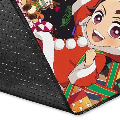 Demon Slayer Anime Area Rug - Merry Christmas Cosplay Santa Reindeer Xmas Patterns Rugs Home Decor