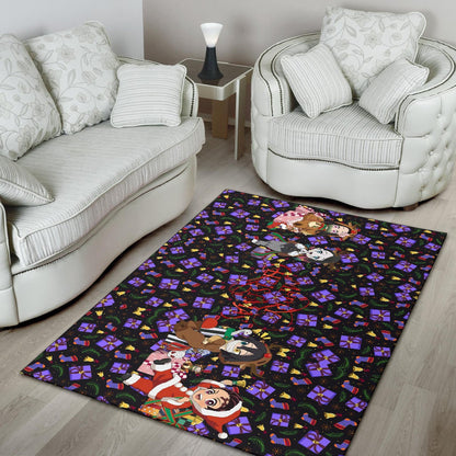 Demon Slayer Anime Area Rug - Merry Christmas Cosplay Santa Reindeer Xmas Patterns Rugs Home Decor