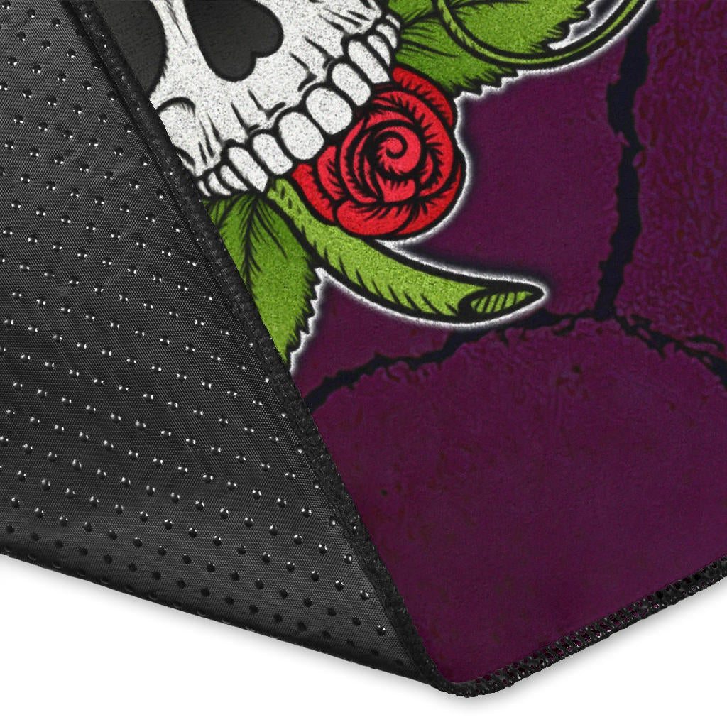 Valentine Area Rug - Skulls With Roses Flower Heart It's Valentine Rugs Home Decor