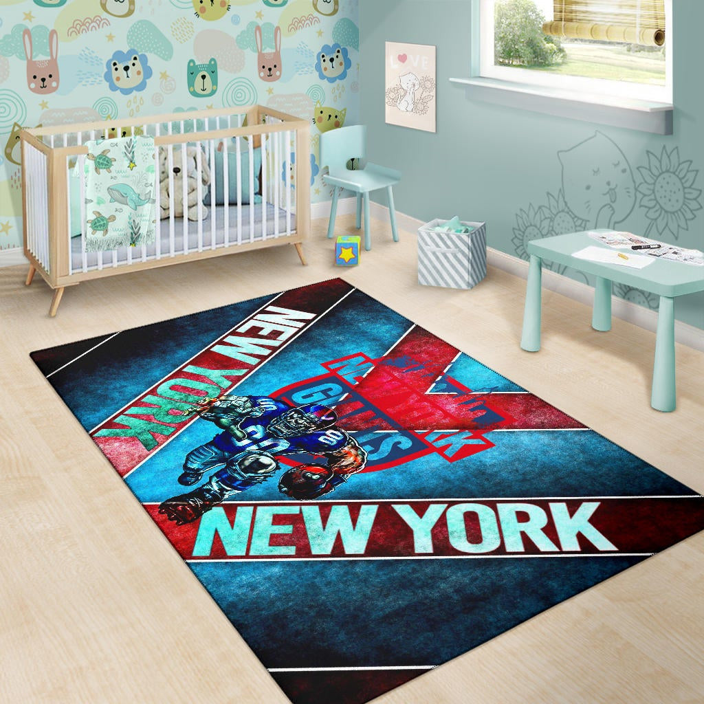 New York Giants American Football Team Area Rug Muscle Player Holding Rugby And Running Rugs Home Decor