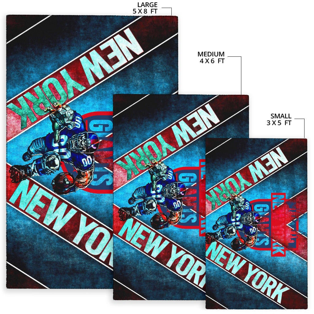 New York Giants American Football Team Area Rug Muscle Player Holding Rugby And Running Rugs Home Decor