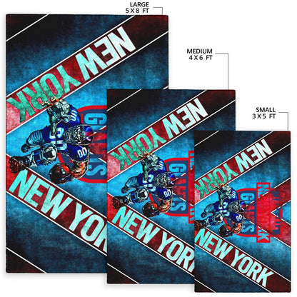 New York Giants American Football Team Area Rug Muscle Player Holding Rugby And Running Rugs Home Decor