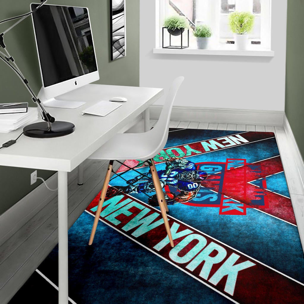 New York Giants American Football Team Area Rug Muscle Player Holding Rugby And Running Rugs Home Decor