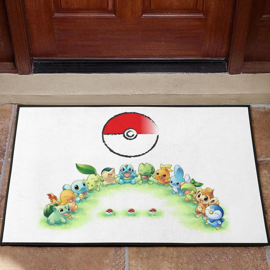 Pokemon Anime Door Mat Pokeball Chibi Tiny Pokemon Gather Round Door Mat Home Decor