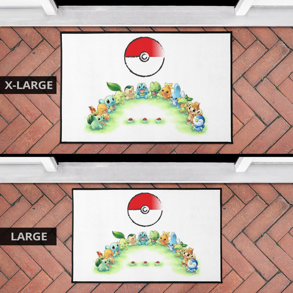 Pokemon Anime Door Mat Pokeball Chibi Tiny Pokemon Gather Round Door Mat Home Decor
