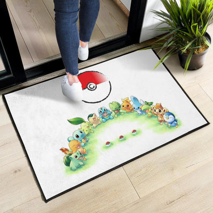 Pokemon Anime Door Mat Pokeball Chibi Tiny Pokemon Gather Round Door Mat Home Decor