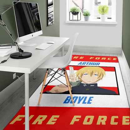 Fire Force Anime Area Rug Arthur Boyle Long Hair Fire Minimal Artwork Rugs Home Decor