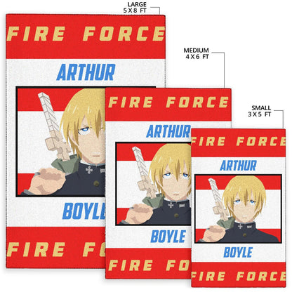 Fire Force Anime Area Rug Arthur Boyle Long Hair Fire Minimal Artwork Rugs Home Decor