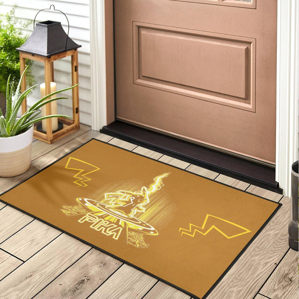 Pokemon Anime Door Mat Pikachu Super Yellow Lightning Power Pika Door Mat Home Decor