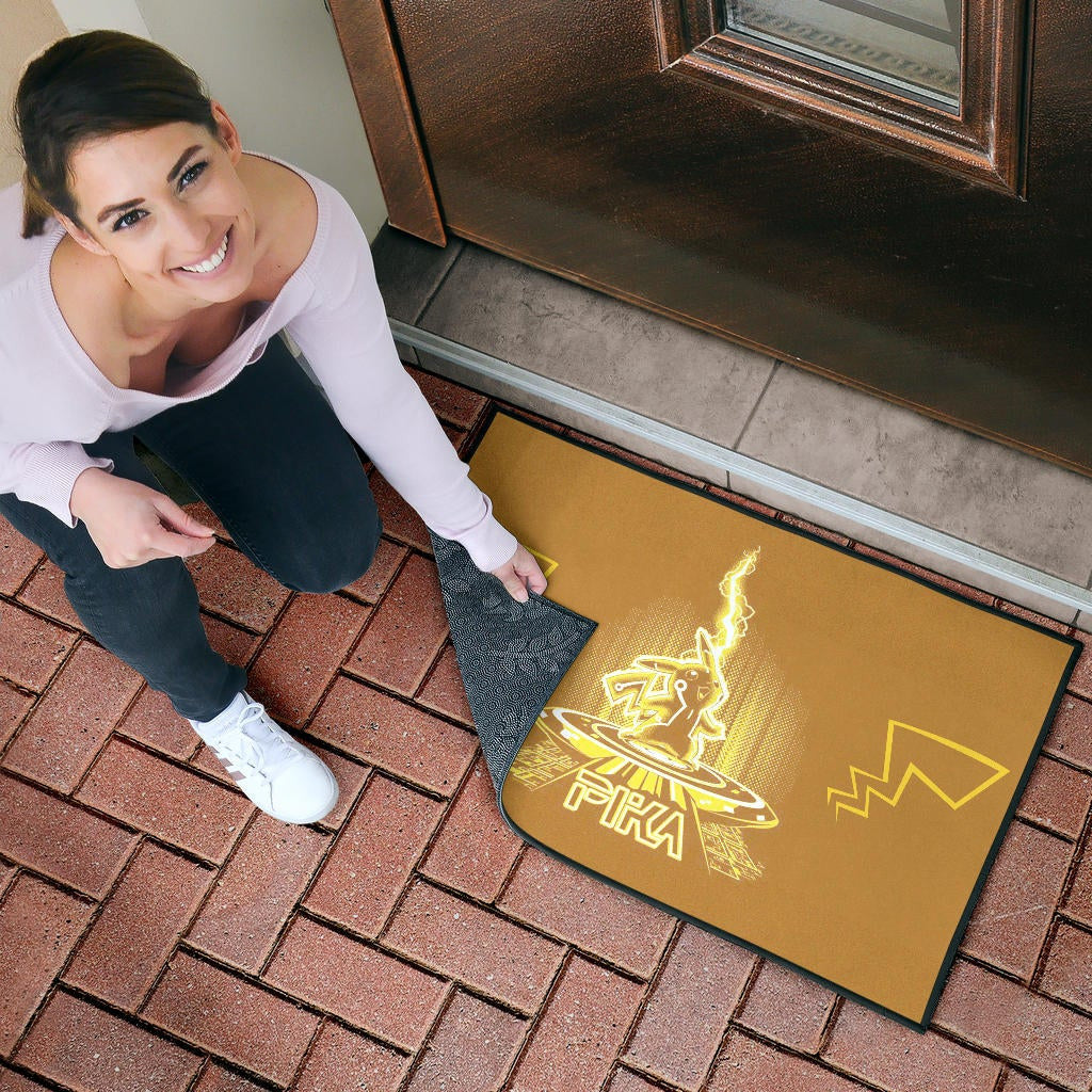 Pokemon Anime Door Mat Pikachu Super Yellow Lightning Power Pika Door Mat Home Decor