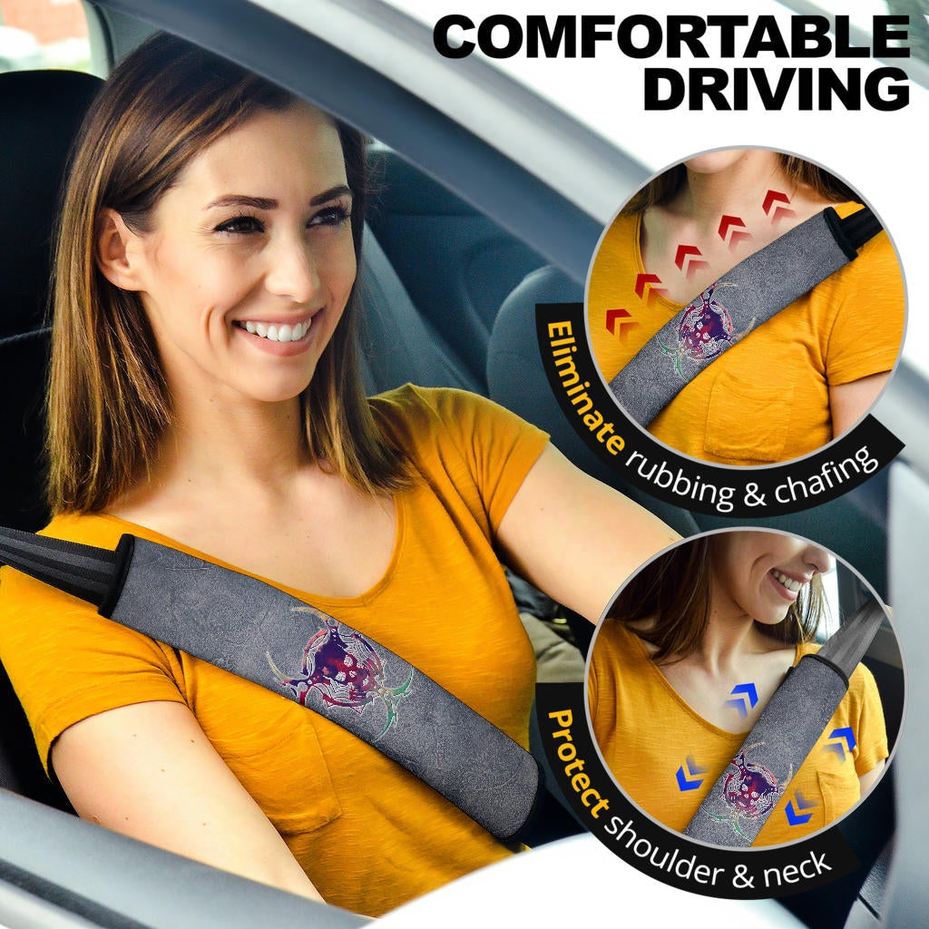 Skull Seat Belt Covers - Demon Death Skull Skeleton Sign Belt Covers