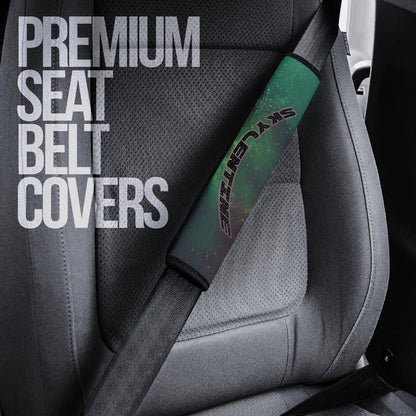 Valentine Seat Belt Covers - Skull With Roses Green Galaxy Sky Skylentine Belt Covers
