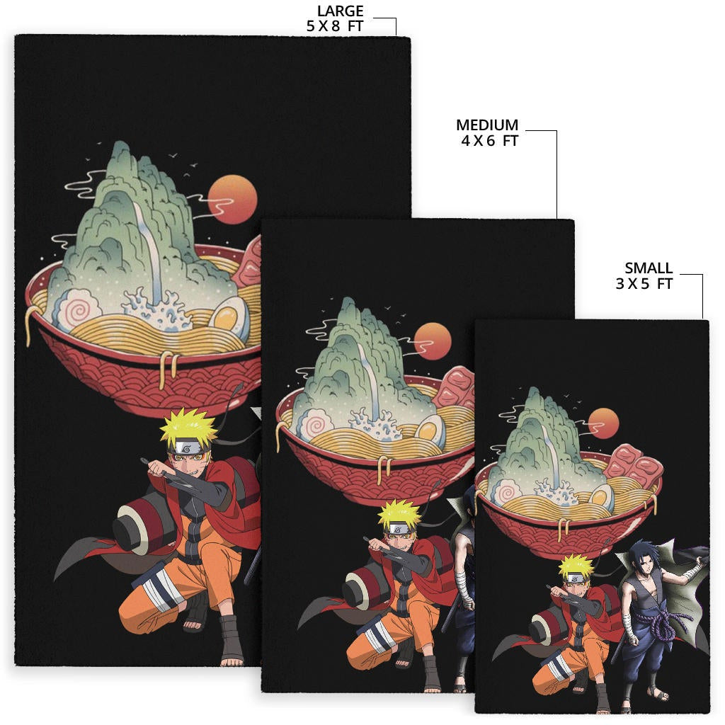 Naruto Anime Area Rug - Naruto Sage Mode With Sasuke Take Off Cloak Ramen Rugs Home Decor