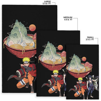 Naruto Anime Area Rug - Naruto Sage Mode With Sasuke Take Off Cloak Ramen Rugs Home Decor