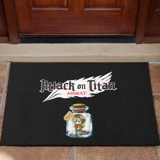 Attack On Titan Anime Door Mat - Mikasa Ackerman In Jar Bottle Trap Door Mat Home Decor