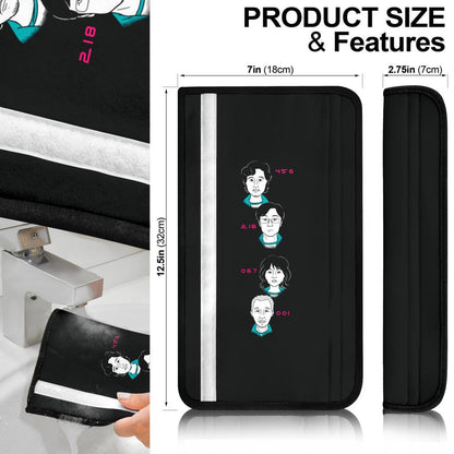 Squid Game Movie Seat Belt Covers - Round Square Triangle Squid Workers Main Players Artwork Belt Covers
