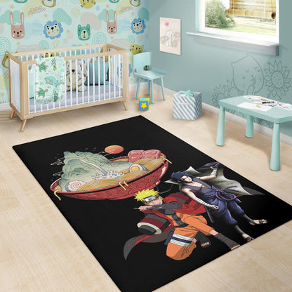 Naruto Anime Area Rug - Naruto Sage Mode With Sasuke Take Off Cloak Ramen Rugs Home Decor