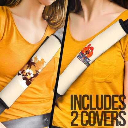 Dragon Ball Anime Seat Belt Covers - Master Roshi With Kids Goku And Krillin Sunset Silhouette Belt Covers
