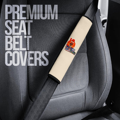 Dragon Ball Anime Seat Belt Covers - Master Roshi With Kids Goku And Krillin Sunset Silhouette Belt Covers