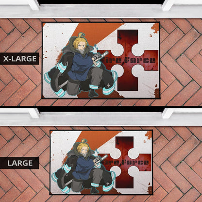 Fire Force Anime Door Mat Arthur Boyle Shining Blue Coat With Wood Sword Door Mat Home Decor