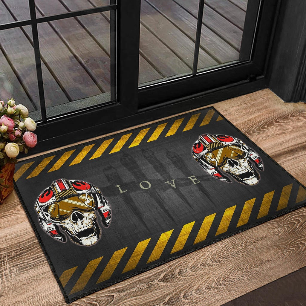 Skull Door Mat - Skull Wear Deep Sea Helmet With Poison Creatures Door Mat