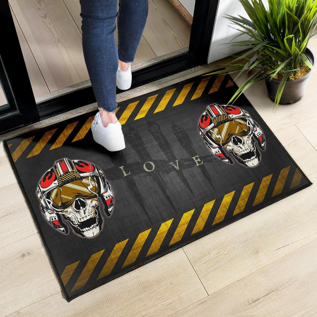 Skull Door Mat - Skull Wear Deep Sea Helmet With Poison Creatures Door Mat