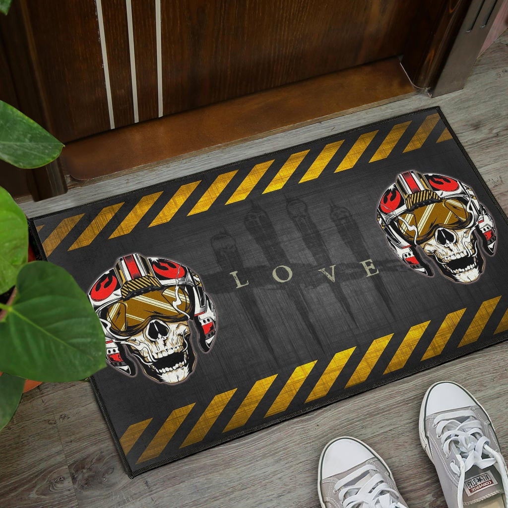 Skull Door Mat - Skull Wear Deep Sea Helmet With Poison Creatures Door Mat