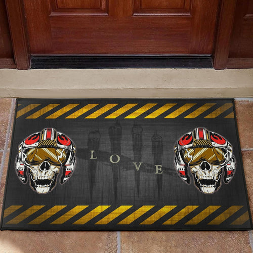 Skull Door Mat - Skull Wear Deep Sea Helmet With Poison Creatures Door Mat