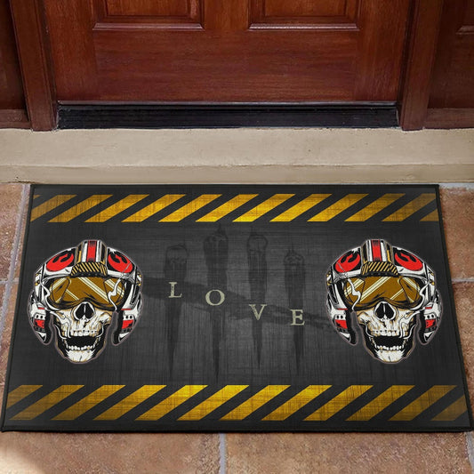 Skull Door Mat - Skull Wear Deep Sea Helmet With Poison Creatures Door Mat