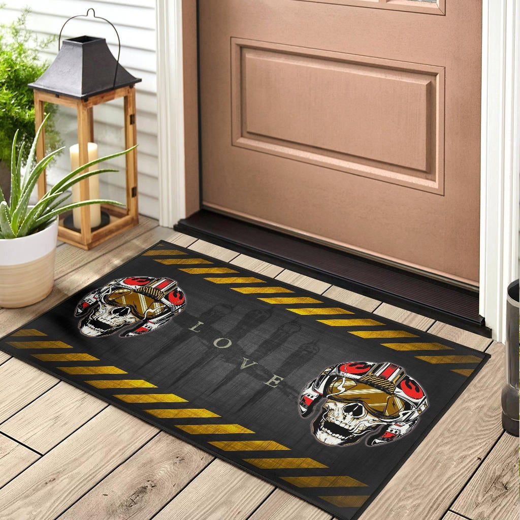 Skull Door Mat - Skull Wear Deep Sea Helmet With Poison Creatures Door Mat