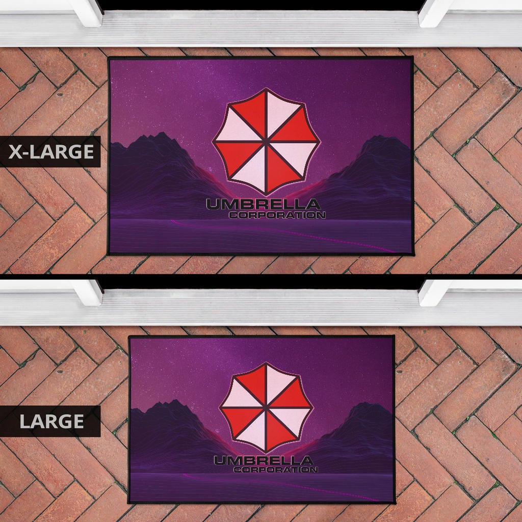 Resident Evil Game Door Mat - Umbrella Corp Symbol Retro Galaxy Wave Door Mat Home Decor