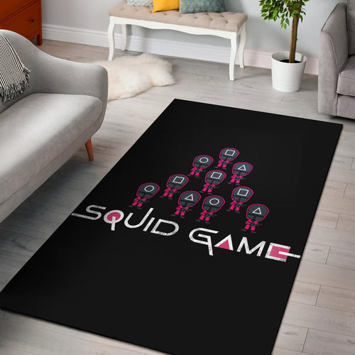 Squid Game Movie Area Rug - Funny Chibi Squid Workers Team Round Square Triangle Rugs Home Decor