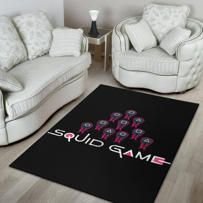 Squid Game Movie Area Rug - Funny Chibi Squid Workers Team Round Square Triangle Rugs Home Decor