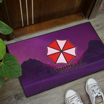 Resident Evil Game Door Mat - Umbrella Corp Symbol Retro Galaxy Wave Door Mat Home Decor
