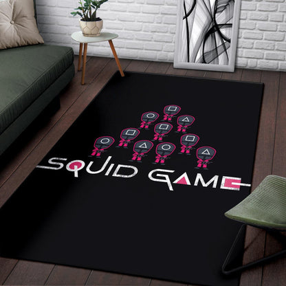 Squid Game Movie Area Rug - Funny Chibi Squid Workers Team Round Square Triangle Rugs Home Decor
