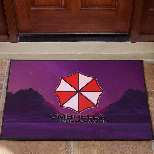 Resident Evil Game Door Mat - Umbrella Corp Symbol Retro Galaxy Wave Door Mat Home Decor