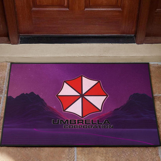 Resident Evil Game Door Mat - Umbrella Corp Symbol Retro Galaxy Wave Door Mat Home Decor