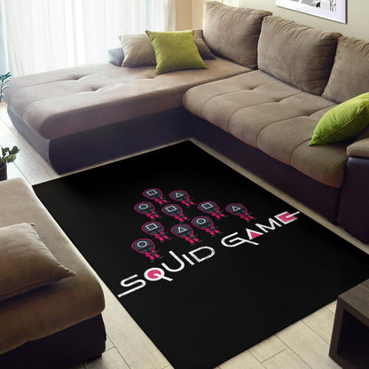Squid Game Movie Area Rug - Funny Chibi Squid Workers Team Round Square Triangle Rugs Home Decor
