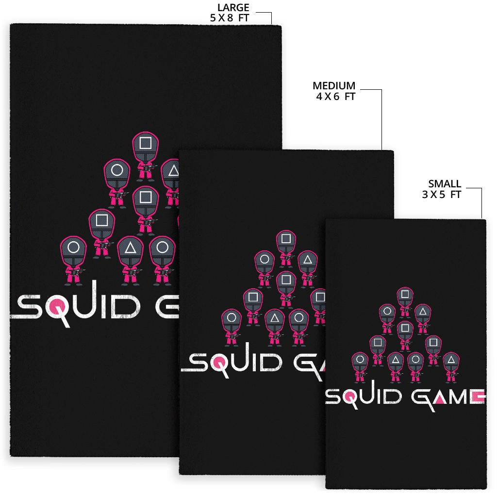 Squid Game Movie Area Rug - Funny Chibi Squid Workers Team Round Square Triangle Rugs Home Decor