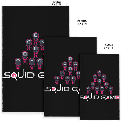 Squid Game Movie Area Rug - Funny Chibi Squid Workers Team Round Square Triangle Rugs Home Decor