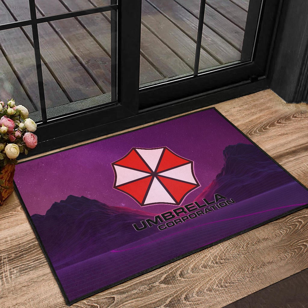 Resident Evil Game Door Mat - Umbrella Corp Symbol Retro Galaxy Wave Door Mat Home Decor