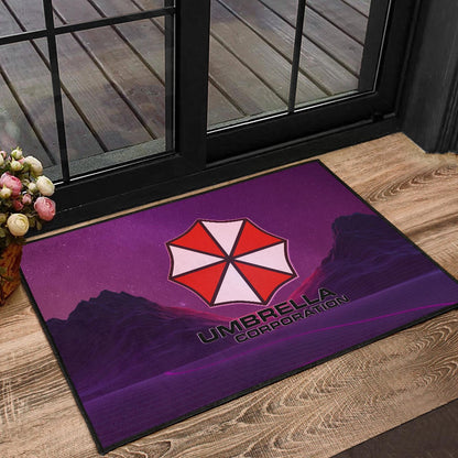 Resident Evil Game Door Mat - Umbrella Corp Symbol Retro Galaxy Wave Door Mat Home Decor