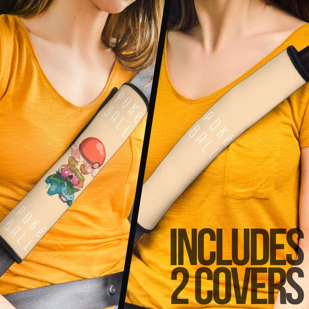 Pokemon Anime Seat Belt Covers Venusaur With Landscape In Poke Ball Belt Covers