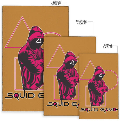 Squid Game Movie Area Rug Cool Triangle Squid Worker Portrait Rugs Home Decor