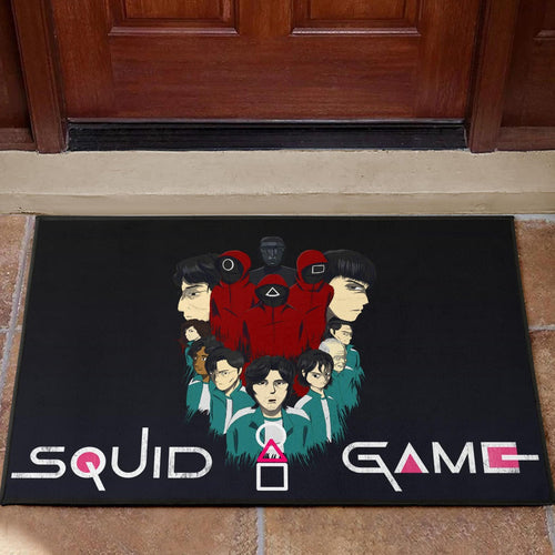 Squid Game Movie Door Mat - Squid Workers With Players Gather Round Door Mat Home Decor