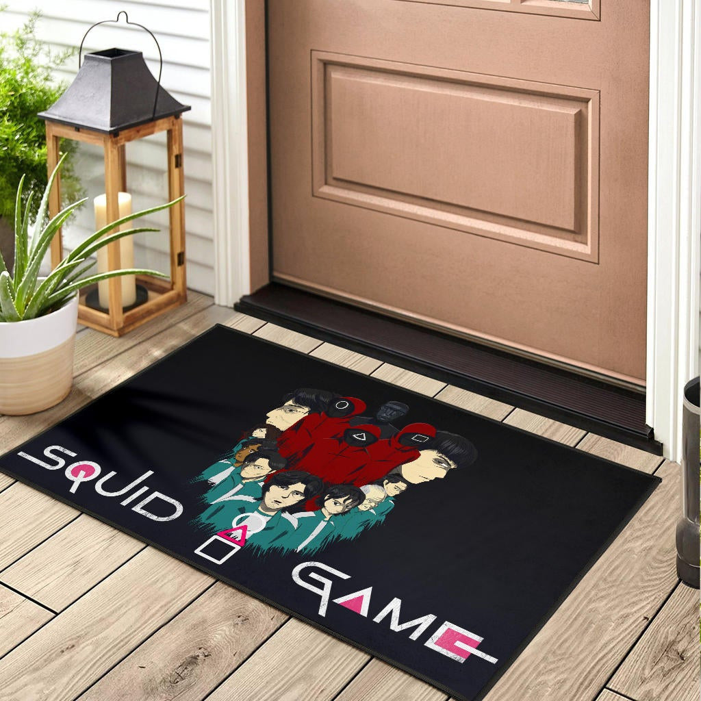 Squid Game Movie Door Mat - Squid Workers With Players Gather Round Door Mat Home Decor