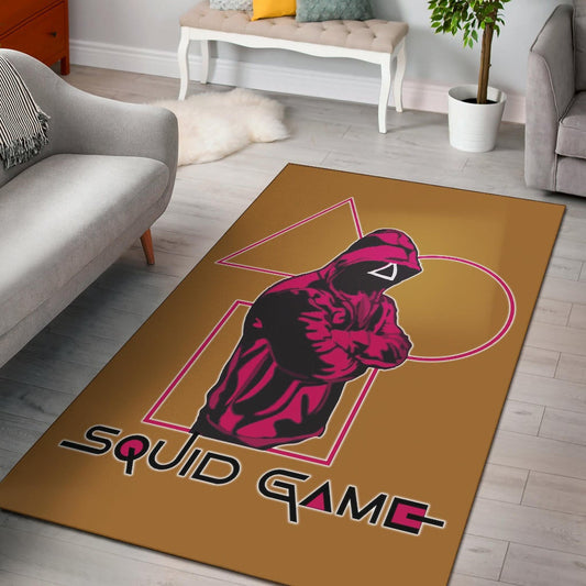Squid Game Movie Area Rug Cool Triangle Squid Worker Portrait Rugs Home Decor