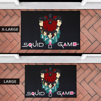 Squid Game Movie Door Mat - Squid Workers With Players Gather Round Door Mat Home Decor