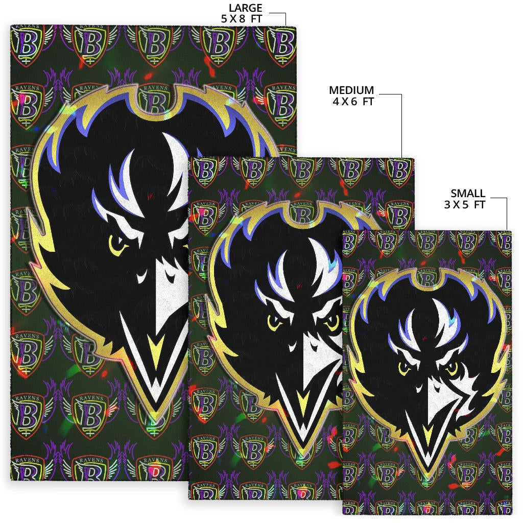 Baltimore Ravens American Football Team Area Rug Raven Head In Black Fire B Wings Patterns Rugs Home Decor